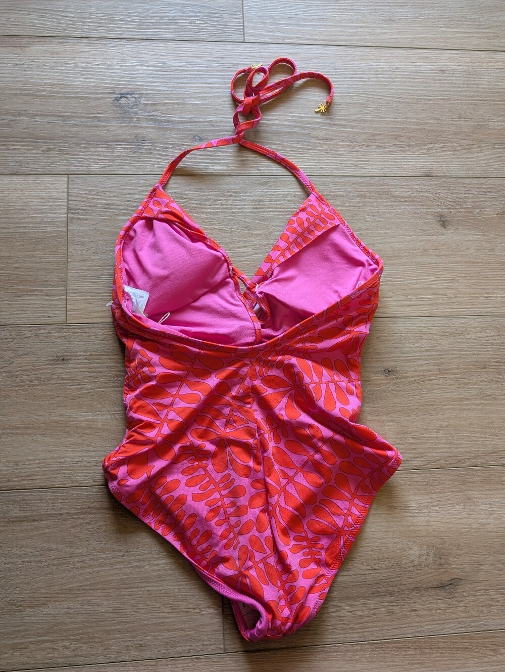 NWT Trina Turk Tropical Pink & Coral One-Piece Halter Swimsuit - Picture 9 of 9